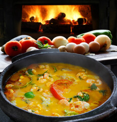 Moqueca fish and shrimp, traditional dish of Brazilian cuisine