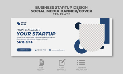 Business consultation social media banner and cover template, web banner, ready to upload, trendy design