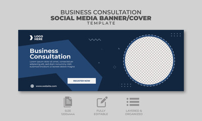 Business consultation social media cover template, social media banner, web banner, trendy design, ready to upload,