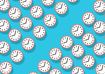 Collection of clock hanging on an blue wall