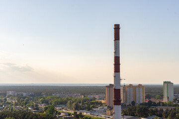 High chimney without smoke. Industrial.