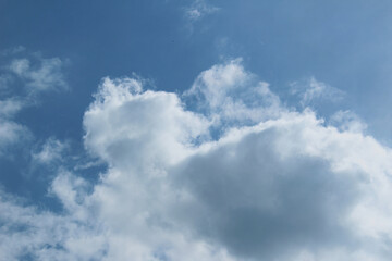 Fototapeta na wymiar blue sky fluffy clouds and sunny day panorama view