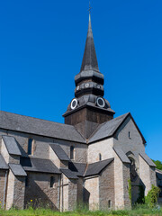 Fototapeta premium Varnhem Abbey Church with ruins or overgrown arches and graveyard in Vastra Gotaland, Sweden.