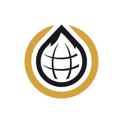 Gas and oil industrial logo design idea with oil drop and flame shape. Black and Gold logo concept for energy business. Energy resources logo layout.
