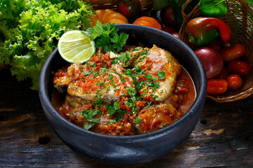 Moqueca fish and shrimp, traditional dish of Brazilian cuisine