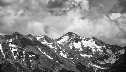 Fototapeta na wymiar Stormy alpine landscape in the Fagaras Mountains, Romania, Europe