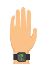hand wearing smartwatch