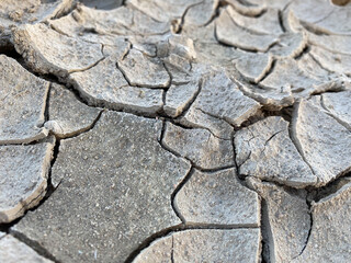 Drought, cracked earth in gray. earth without rain. background
