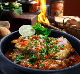 Moqueca fish and shrimp, traditional dish of Brazilian cuisine