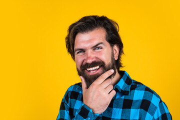 handsome guy hipster with moustache and beard, male beard