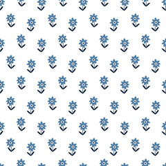 Seamless pattern with a cute flower on a white background.