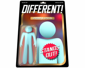 Different Person Unique Special Individual Stand Out Action Figure Toy 3d Illustration