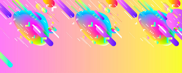 New bright juicy summer abstract fluid creative banner, trendy bright neon colors with dynamic lines. Vector