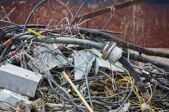 Electrical debris on a demolition site