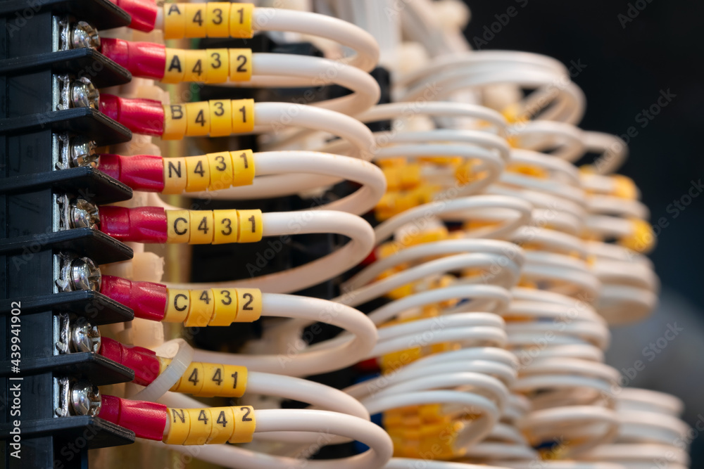 Poster network cables connected to a switch, network internet communication concept background