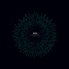 Abstract vector explosion lines equalizer circular shape  isolated  technology background. Big data algorithms visualization. 
Vector illustration in concept of technology, science, quantum explosion.