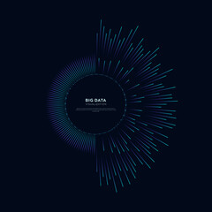 Abstract vector explosion lines equalizer circular shape  isolated  technology background. Big data algorithms visualization. 
Vector illustration in concept of technology, science, quantum explosion.