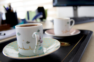 cup of coffee on a table