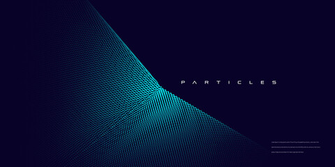 Abstract particle 3d background element, technology and big data vector illustration. Beautiful wave shaped array of glowing dots.
