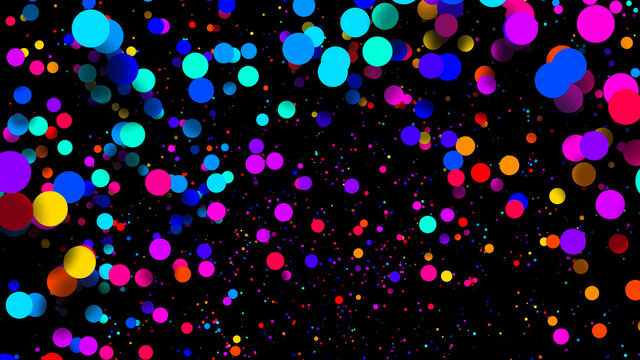 Abstract simple background with beautiful multi-colored circles or balls in flat style like paint bubbles in water. 3d render of particles, colored paper applique. Creative design background 32