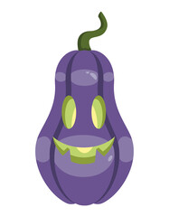 Elongated pumpkin face. Halloween symbol in cartoon style