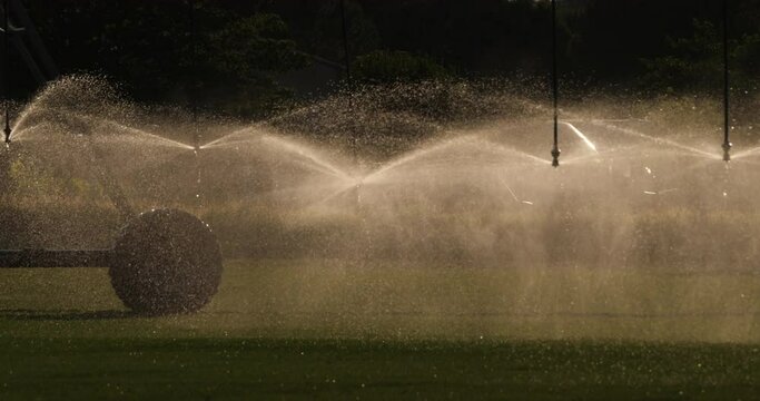 Sprinkler system Irrigating Field in Occitanie,  France