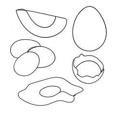One line eggs set. Vector illustration isolated on white background. 