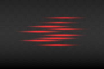 Red horizontal lens flares pack. Laser beams, horizontal light rays.Beautiful light flares.
