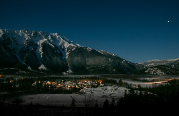 Full Moonlight on Mount Currie/Ts'zil Mountain, Pemberton British Columbia