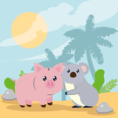 koala and pig