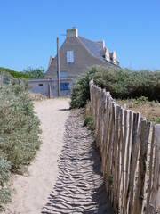 A small path on the Atlantic coast. Batz-sur-mer, France, 15th june 2021.