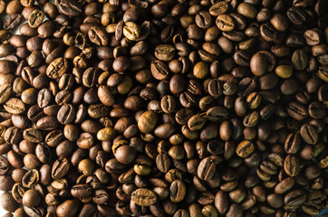 Coffee beans, photo on white table