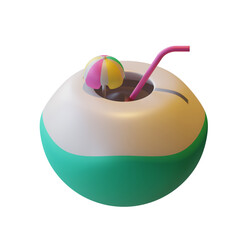 Summer Coconut 3D Rendering Illustration