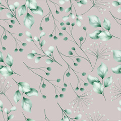 watercolor leaves seamless pattern design