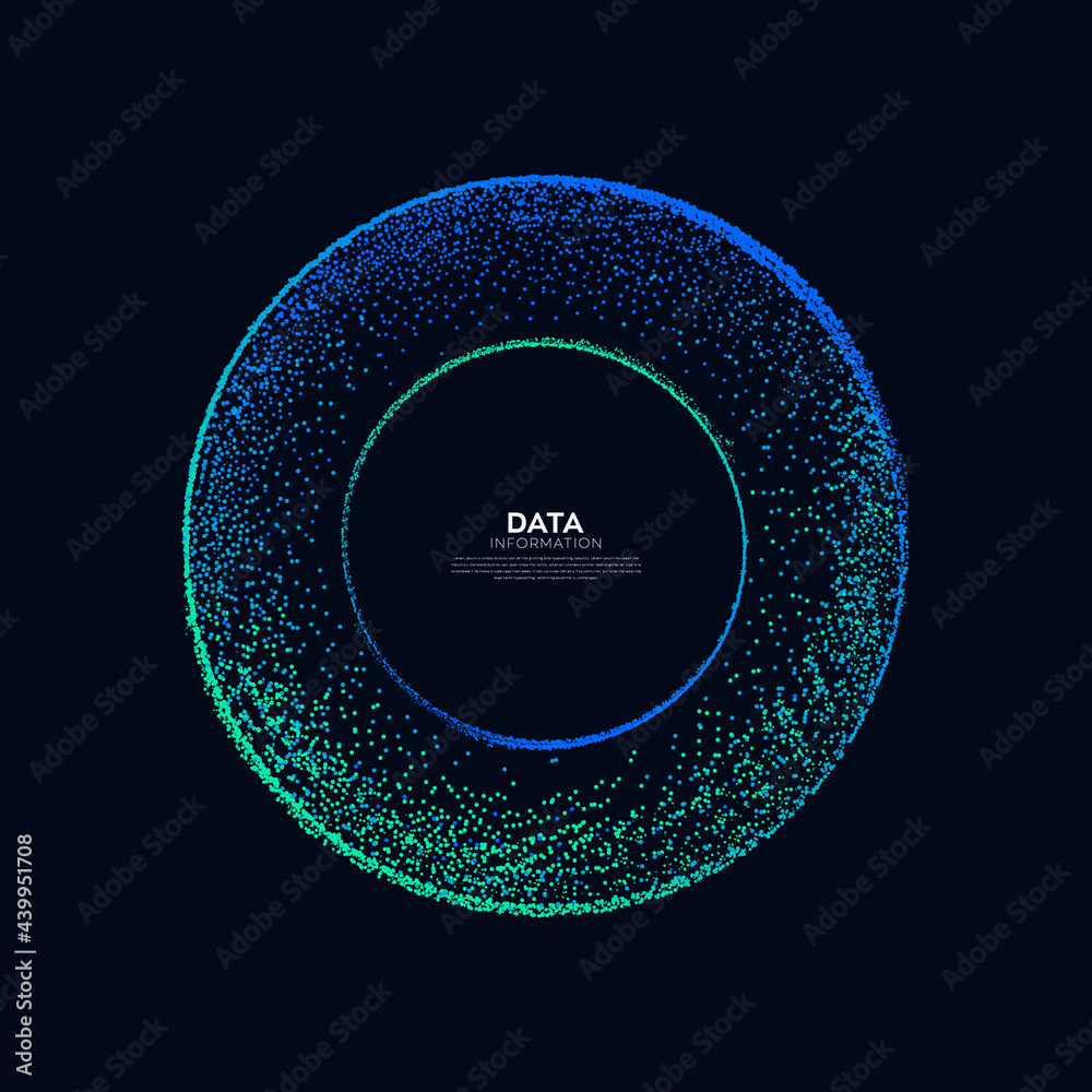 Fototapete abstract vector explosion dots line equalizer circle shape isolated technology background. big data 