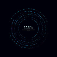 Abstract vector explosion dots line equalizer circle shape isolated technology background. Big data algorithms visualization. Vector illustration in concept of technology, science, quantum explosion.