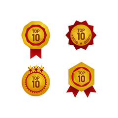 top ten badge collection design concept isolated on white background