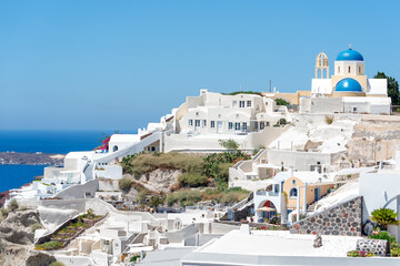 Oia, small village in Santorini, cyclades, Aegean Sea, islands of Greece, a well known travel destination