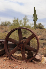 Old mining equipment in desert