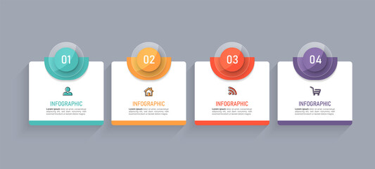 Infographics design template, Business concept with 4 steps.	
