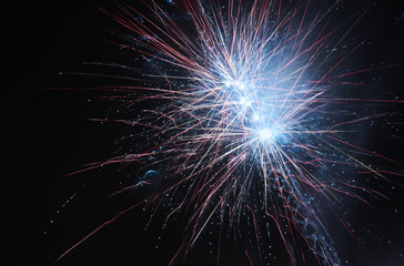Fototapeta premium Firework lights glowing at night