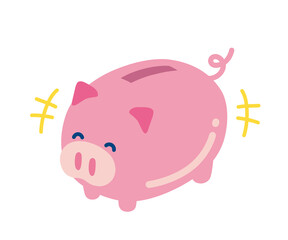 笑っている豚の貯金箱のイラスト
