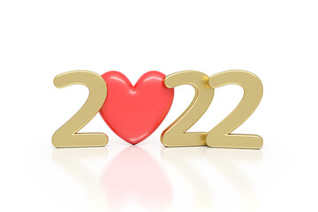 New Year 2022 with heart symbol Creative Design Concept	- 3D Rendered Image	

