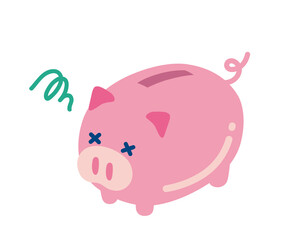 弱っている豚の貯金箱のイラスト