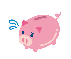 困っている豚の貯金箱のイラスト