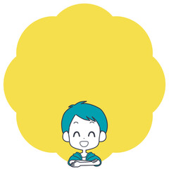 Illustration of smiling boy and frame