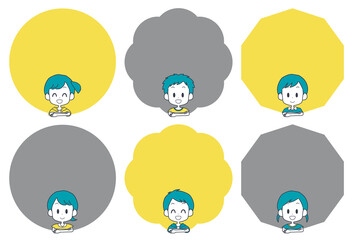 Illustration of smiling boys and girls frames