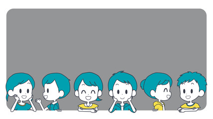 Illustration of smiling boys and girls frames