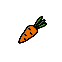 carrot doodle icon, vector color line illustration