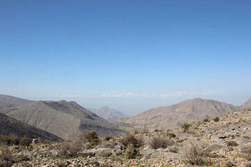 Scene in the Musandam mountains near Khasab, Oman.